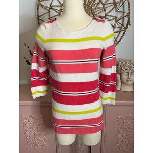 Women's White pink and green Loft Sweater Size small‎